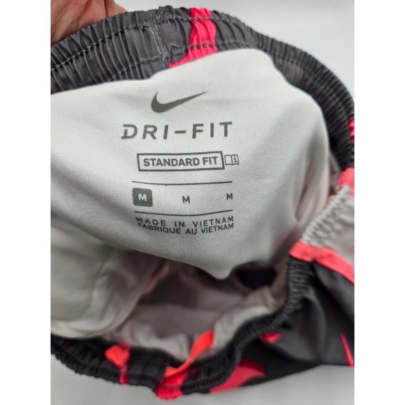 Nike Girls Dri-FIT Tempo Shorts Smoke Grey Pink Logo Mesh Side Size M - Picture 3 of 6